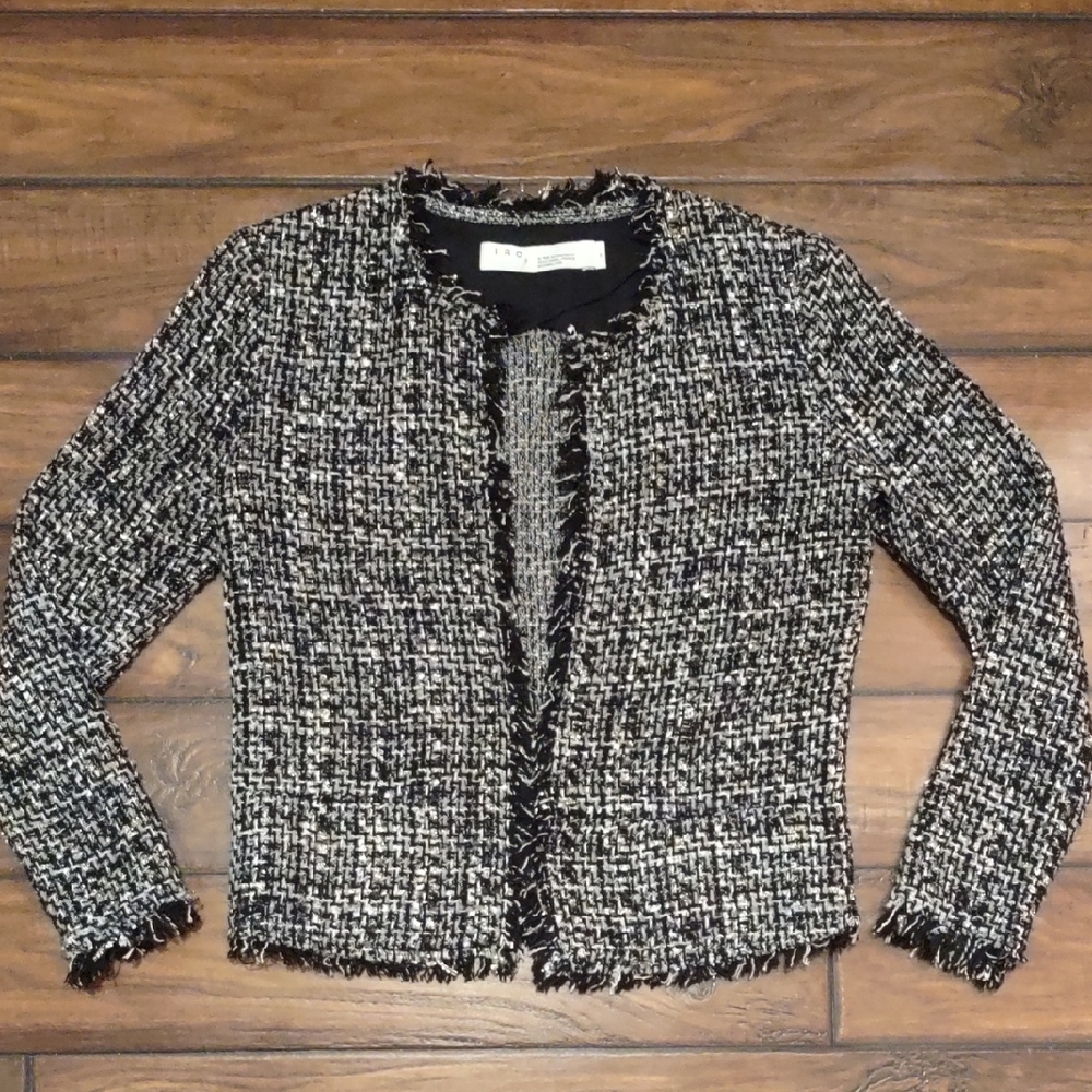 "IRO" Brand. Black and White Textured Jacket. Size 38.